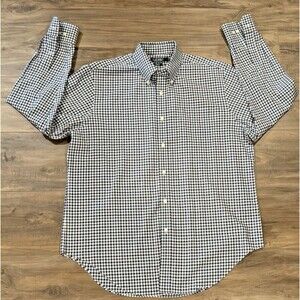 Lauren Ralph Lauren Shirt Mens 16.5 Blue Plaid Button Down No Iron Classic Fit